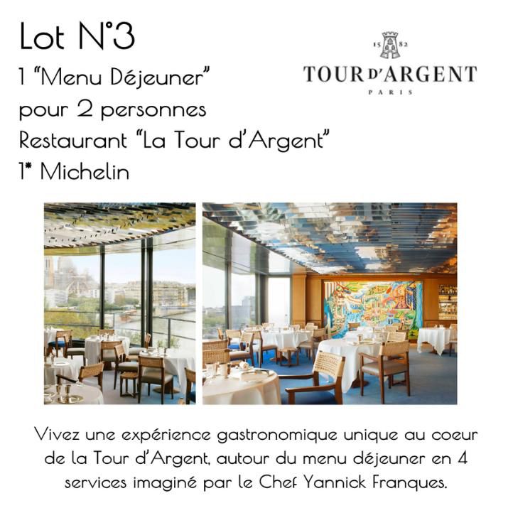 Lot N°3 – Tour d'Argent : Menu Déjeuner 2 personnes