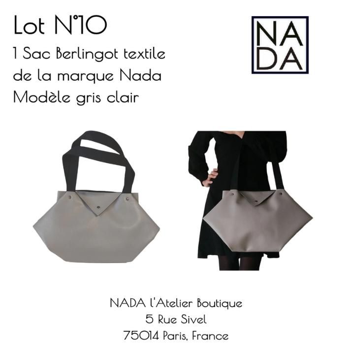 Lot N°10 – NADA : Sac Berlingot textile gris clair